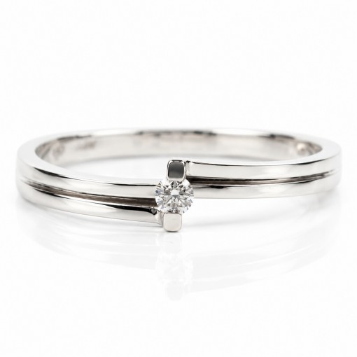 Златен Годежен Пръстен с Диамант 14К Бяло Злато Bloom Jewellery Златен Годежен Пръстен с Диамант 14К Бяло Злато Bloom Jewellery