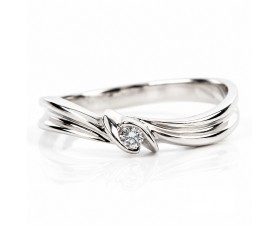 Нежен 18К Бяло Злато Годежен Пръстен с Диамант Bloom Jewellery