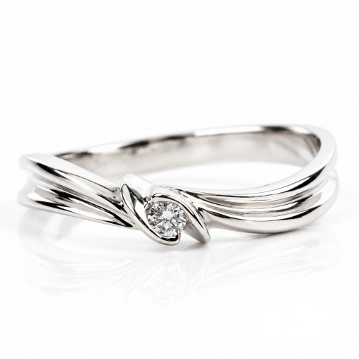 Нежен 18К Бяло Злато Годежен Пръстен с Диамант Bloom Jewellery Нежен 18К Бяло Злато Годежен Пръстен с Диамант Bloom Jewellery