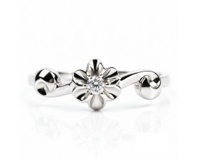 Цвете Диамантен Златен Годежен Пръстен 14К Бяло Злато Bloom Jewellery