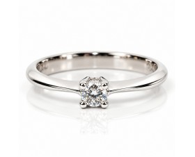 Годежен Пръстен с Лабораторен Диамант 14К Бяло Злато  Bloom Jewellery