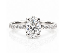  Пръстен с Лабораторен Диамант IGI Сертификат 14К Бяло Злато  Bloom Jewellery