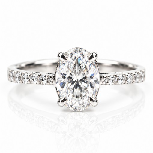  Пръстен с Лабораторен Диамант IGI Сертификат 14К Бяло Злато  Bloom Jewellery
