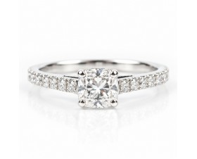 Нежен Пръстен  с Лабораторен Диамант IGI Сертификат 14К Бяло Злато  Bloom Jewellery