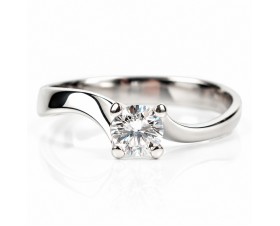  Нестандартен  Пръстен с Лабораторен Диамант 14К Бяло Злато  Bloom Jewellery