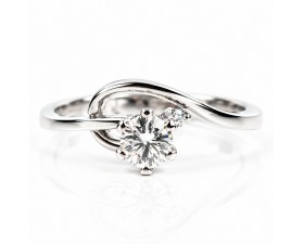  Лабораторен Диамант на Нежен Пръстен 14К Бяло Злато  Bloom Jewellery