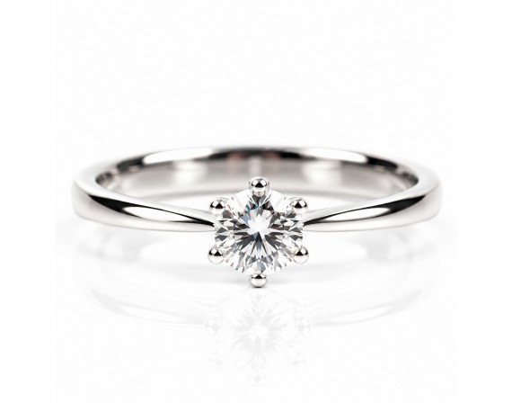  14К Бяло Злато Пръстен с Лабораторен Диамант  Bloom Jewellery