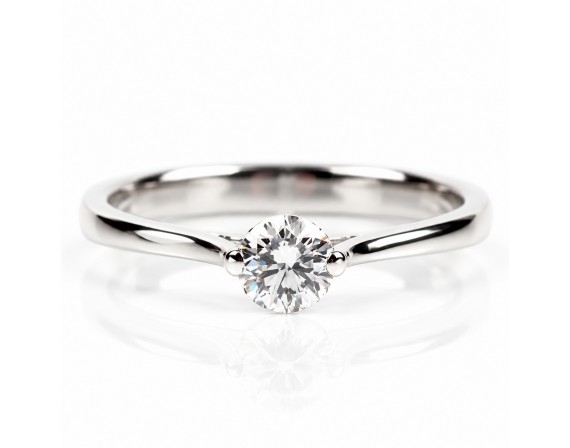 Блестящ Пръстен с Лабораторен Диамант 14К Бяло Злато  Bloom Jewellery