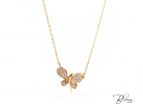 Пеперуда на Колие 14К Жълто Злато и Циркони Bloom Jewellery Пеперуда на Колие 14К Жълто Злато и Циркони Bloom Jewellery