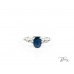  Пръстен с Лабораторен Диамант и Естествен Сапфир 14К Бяло Злато  Bloom Jewellery