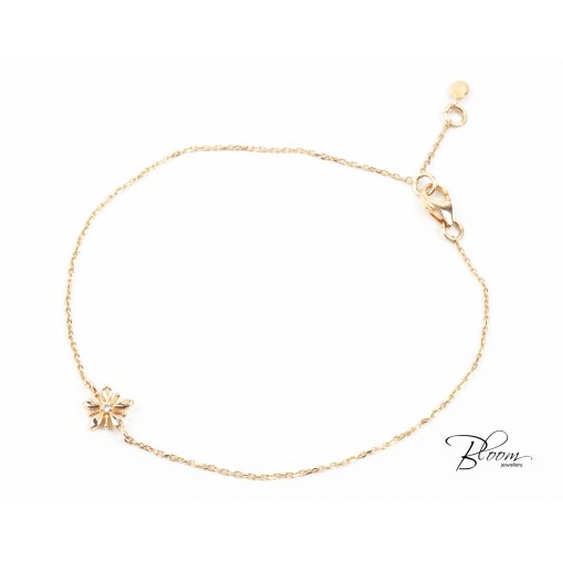  Цвете Нежна Гривна от 14К Жълто Злато Bloom Jewellery