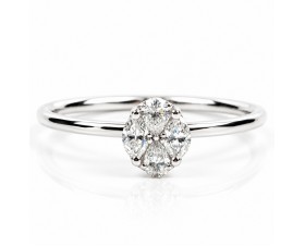 Диамантен Букет Годежен Пръстен от 14К  Бяло Злато Bloom Jewellery