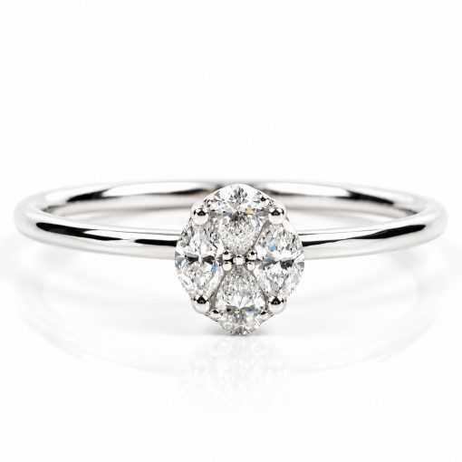 Диамантен Букет Годежен Пръстен от 14К Бяло Злато Bloom Jewellery Диамантен Букет Годежен Пръстен от 14К Бяло Злато Bloom Jewellery