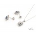 Нежно Колие и Обеци с Диаманти и Сапфири  14К Бяло Злато  Bloom Jewellery