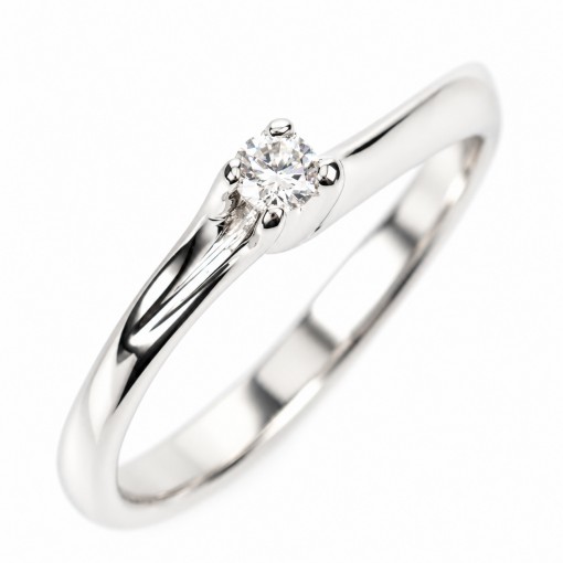Елегантен Годежен Пръстен с Диамант 0.08 ct G/SI 18К Бяло Злато Bloom Jewellery