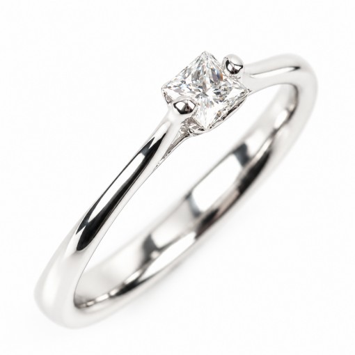 Годежен Пръстен с Диамант Принцес 0.18 ct G/VS2 18К Бяло Злато Bloom Jewellery