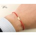 Златна Гривна с Червен Конец, Бебешко Краче и Диамант 14К Bloom Jewellery