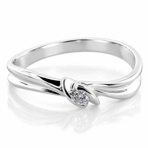 Златен Годежен Пръстен с Диамант от 18К Бяло Злато Bloom Jewellery