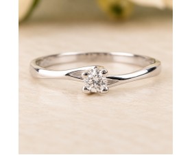 Класически Годежен Пръстен с Диамант от 18К Бяло Злато Bloom Jewellery