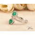 Пръстен с Два Невероятни Изумруда  и Диаманти Bloom Jewellery