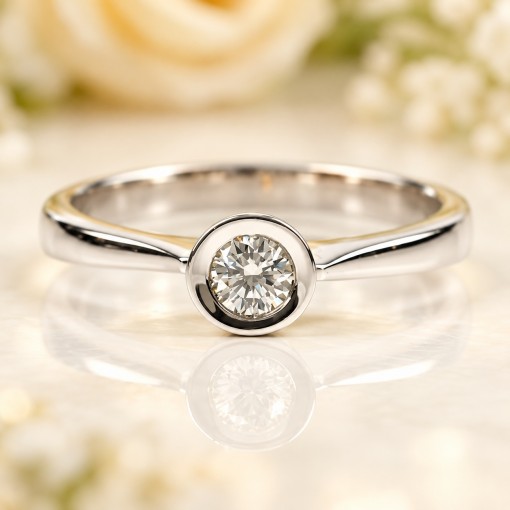 Годежен Пръстен с Диамант 18К  Бяло Злато Bloom Jewellery