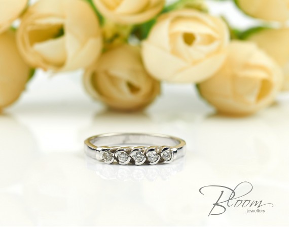 Нежен Пръстен с Диаманти 18К Бяло Злато Bloom Jewellery Нежен Пръстен с Диаманти 18К Бяло Злато Bloom Jewellery