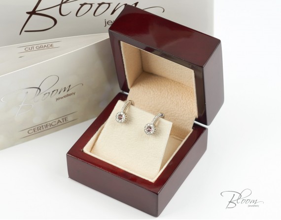 Нежни Обеци със Розов Сапфир и Диаманти 18К Бяло Злато Bloom Jewellery Нежни Обеци със Розов Сапфир и Диаманти 18К Бяло Злато Bloom Jewellery